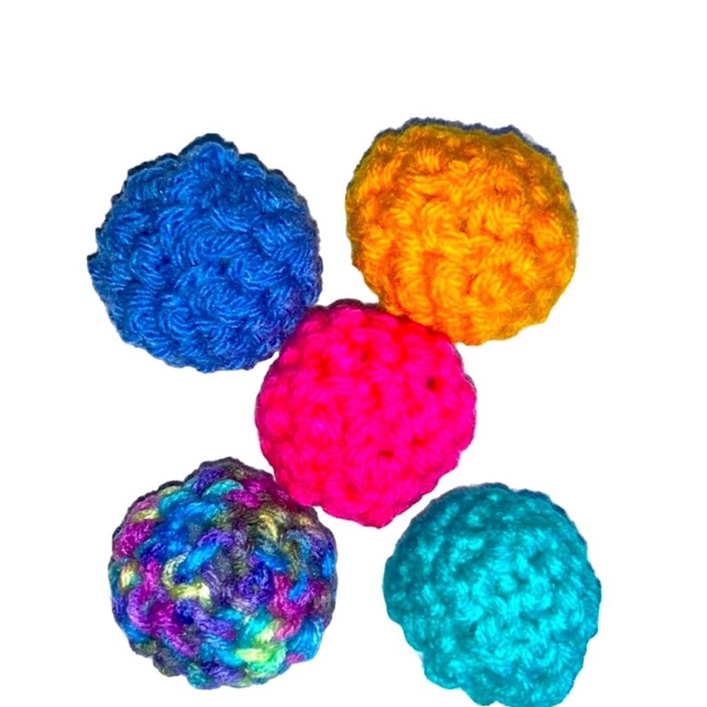 Hand Crafted Colorful Crochet Cat Toys Set of 5 Yarn Potent Catnip Interactive - Picture 6 of 10
